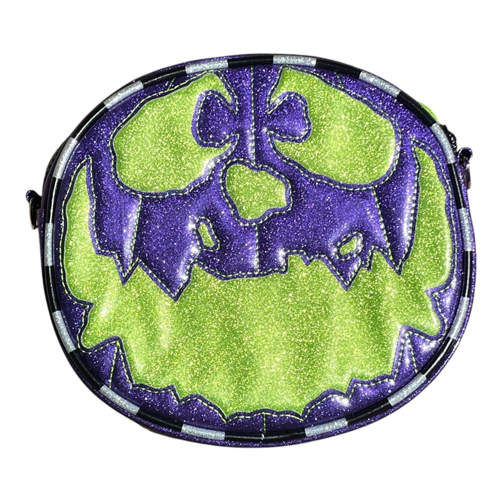 Love Pain and Stitches Pumpkin Crossbody Bag Purple Green